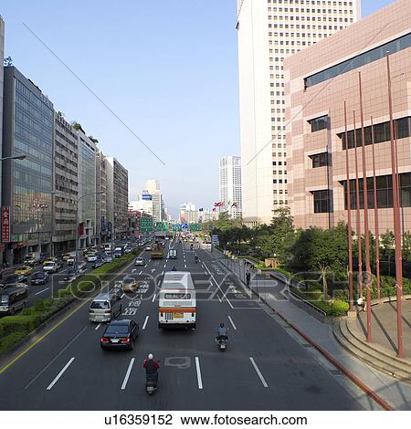 Stock Image - International, Modern, Taipei City, Urban, Asia, Road. Fotosearch