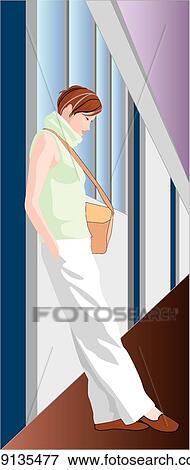 Stock Illustration - person, modern women, woman, women, portrait, standing, females. Fotosearch