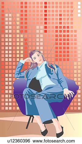 Stock Illustration - person, vectors, portrait, people, females, woman, waiting. Fotosearch