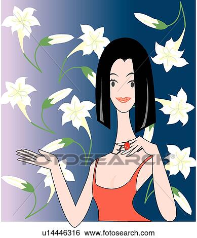 portrait, lilies, portrait, modern women, rings, people, illustration View Large Illustration Stock Illustration - portrait, lilies, portrait, modern women, rings, people, illustration. Fotosearch