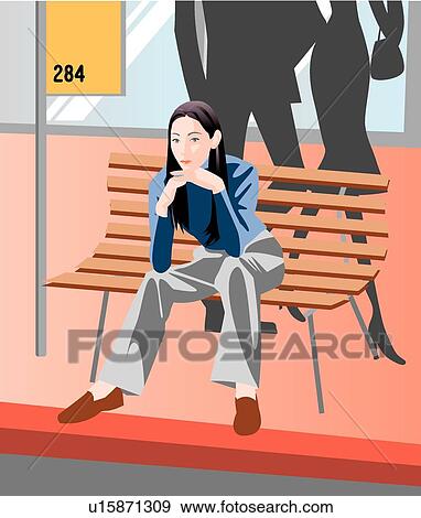 vectors, portrait, modern women, outdoors, portrait, chair View Large Illustration Stock Illustration - vectors, portrait, modern women, outdoors, portrait, chair. Fotosearch