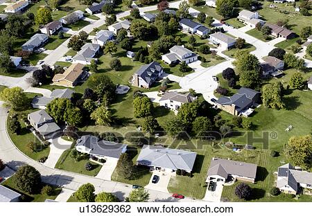 Aerial view of residential area View Large Photo Image Stock Image - Aerial view of residential area. Fotosearch