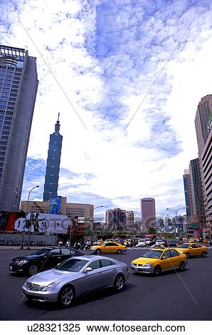 Stock Photography - Taipei cityscape, Taipei 101 in the background. Fotosearch