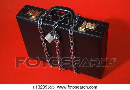 Briefcase in chains View Large Photo Image Stock Photography - Briefcase in chains. Fotosearch