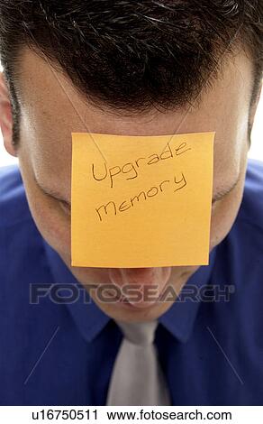 Businessman with post it note on forehead View Large Photo Image Stock Image - Businessman with post it note on forehead. Fotosearch