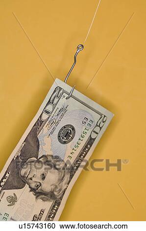 Twenty dollar bill on a fish hook View Large Photo Image Stock Image - Twenty dollar bill on a fish hook. Fotosearch