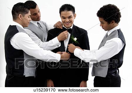 Groom with wedding party View Large Photo Image Stock Image - Groom with wedding party. Fotosearch