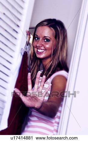 Woman in dressing room View Large Photo Image Stock Image - Woman in dressing room. Fotosearch