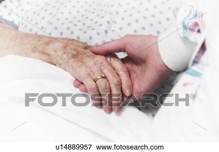 Senior woman in wheelchair holding hands with nurse View Large Photo Image Stock Photo - Senior woman in wheelchair holding hands with nurse. Fotosearch