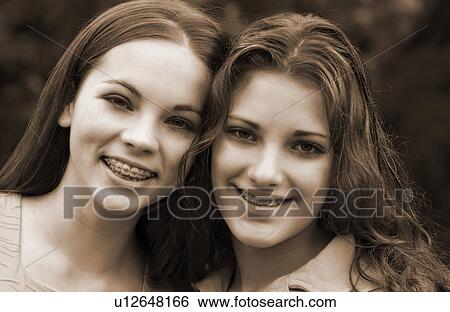 Stock Photograph - Two teen girls. Fotosearch