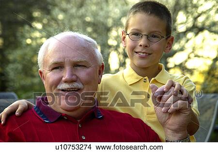 Picture - Grandpa with grandson. Fotosearch