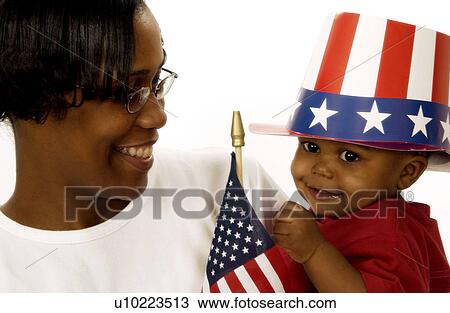Patriotic mom and son View Large Photo Image Stock Image - Patriotic mom and son. Fotosearch
