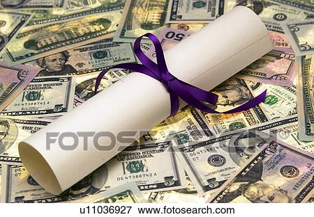 Stock Photo - Diploma with money. Fotosearch