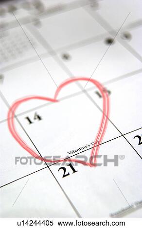 Calendar with heart drawn on Valentines Day View Large Photo Image Stock Photography - Calendar with heart drawn on Valentines Day. Fotosearch
