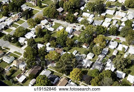 Aerial view of residential area View Large Photo Image Stock Photograph - Aerial view of residential area. Fotosearch