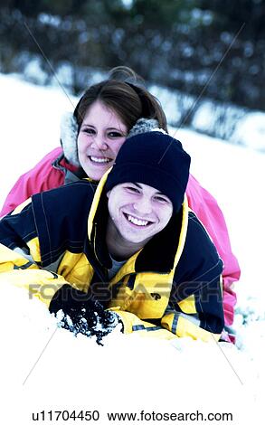 Couple in snow View Large Photo Image Stock Image - Couple in snow. Fotosearch
