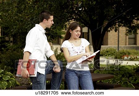 Stock Photography - Kids hanging out on campus. Fotosearch