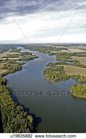 Stock Image - Aerial view of river. Fotosearch