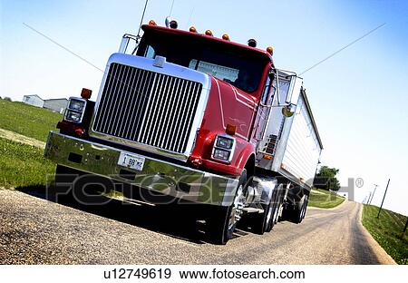 Semi on road View Large Photo Image Stock Photo - Semi on road. Fotosearch