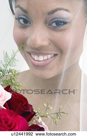 Stock Image - Bride with bouquet. Fotosearch