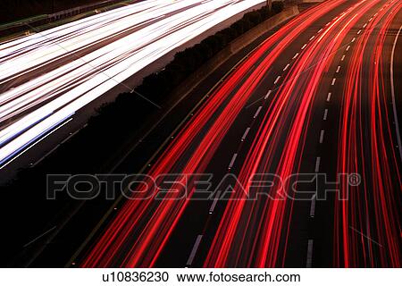 Stock Image - Bustling, Roads, Outside, Night, PathsLights, Road. Fotosearch