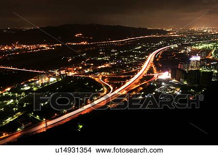 Picture - Lights, Flying, Fly, Driving, Bustling, Vehicle, Night. Fotosearch