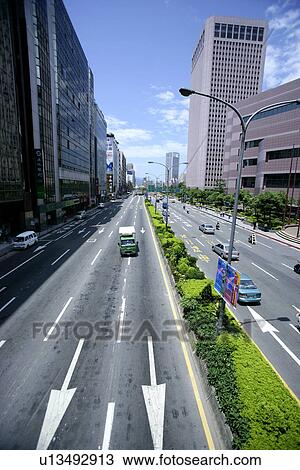 Stock Image - Traffic, Buildings, Transportation, Paths, PathsLights, Vehicle, Automobiles. Fotosearch