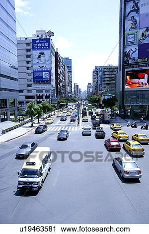 Stock Image - Transportation, Street, Drive, Cars, Streets, Vehicle, Bus. Fotosearch