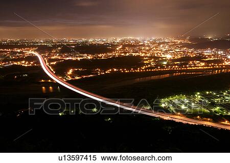 Vehicle, Outside, Lights, Night, Nightfall, PathsLights, Bustling View Large Photo Image Stock Photography - Vehicle, Outside, Lights, Night, Nightfall, PathsLights, Bustling. Fotosearch