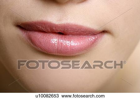 Stock Image - Beauty shot of woman's lips. Fotosearch