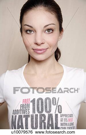 Stock Photograph - Portrait of young woman. Fotosearch