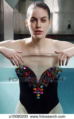Woman portrait in spa swimming pool View Large Photo Image Stock Image - Woman portrait in spa swimming pool. Fotosearch