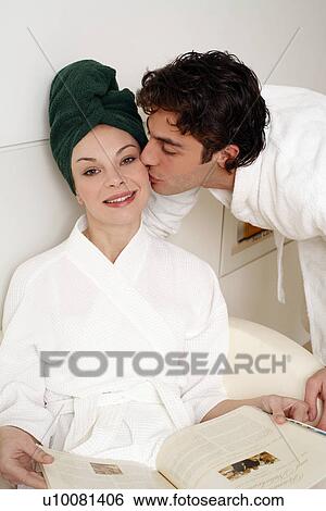 Stock Photograph - Young couple waiting in a beauty salon. Fotosearch