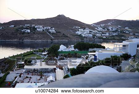 Picture - View of island houses and sea. Fotosearch
