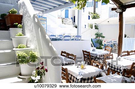 View of tables set at restaurant View Large Photo Image Stock Photo - View of tables set at restaurant. Fotosearch