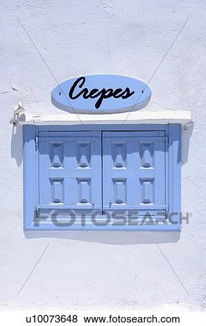 Crepes sign at window View Large Photo Image Stock Photo - Crepes sign at window. Fotosearch