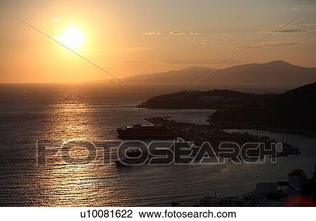 Stock Image - Sea view at sunset. Fotosearch