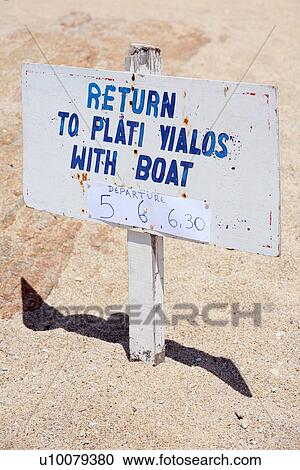 Stock Image - Sign for boat departure. Fotosearch