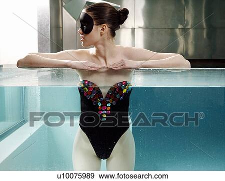 Stock Photo - Woman portrait in spa swimming pool. Fotosearch