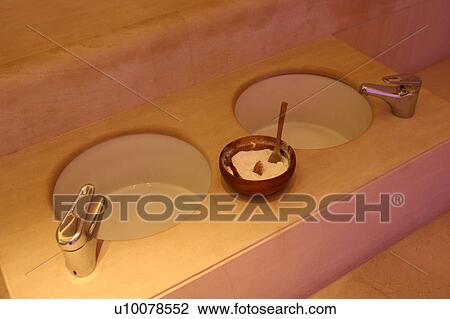 Bathroom sink with spa treatment View Large Photo Image Stock Image - Bathroom sink with spa treatment. Fotosearch