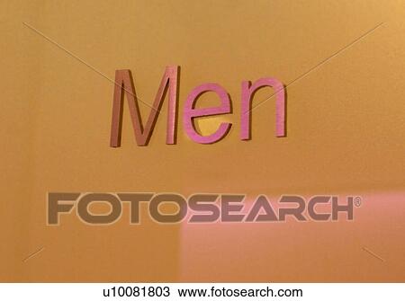 Stock Image - Men sign on door. Fotosearch
