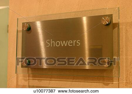 Showers sign View Large Photo Image Stock Photo - Showers sign. Fotosearch