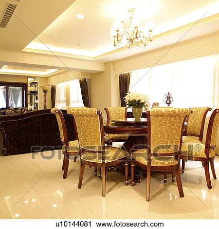 Stock Image - Interior-Living Space 2, Dining room, Dining rooms, Still Life. Fotosearch