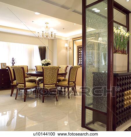 Stock Image - Interior-Living Space 2, Dining room, Dining rooms, Still Life. Fotosearch