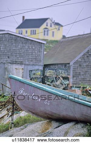 Stock Photo - Boat Freedom 55 near Peggy's Cove, Nova Scotia Canada. Fotosearch