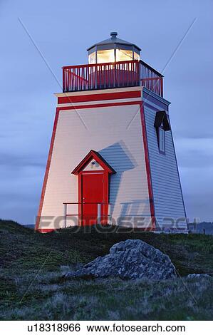View of Lighthouse at twilight, Trinity, Newfoundland, Canada View Large Photo Image Stock Photograph - View of Lighthouse at twilight, Trinity, Newfoundland, Canada. Fotosearch