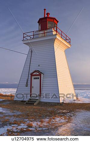 Stock Photography - View of lighthouse, Bonaventure, Gaspesie, Quebec. Fotosearch