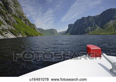 Stock Photo - View of Western Brook Pond from boat tour, Gros Morne NP, Newfoundland, Canada. Fotosearch