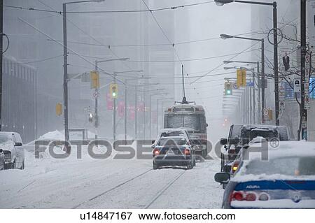 Stock Photo - Downtown Toronto in a Snowstorm. Fotosearch