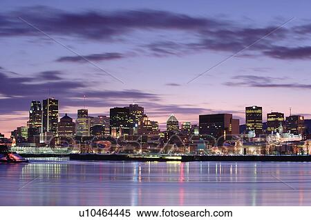 View of downtown and St. Lawrence river at twilight, Quebec, Canada View Large Photo Image Stock Photography - View of downtown and St. Lawrence river at twilight, Quebec, Canada. Fotosearch